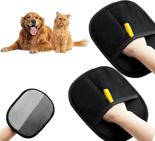 YREYBN 2Pcs Double-Sided Pet Grooming Gloves,Hands on Pet Static Hair Removal Gl